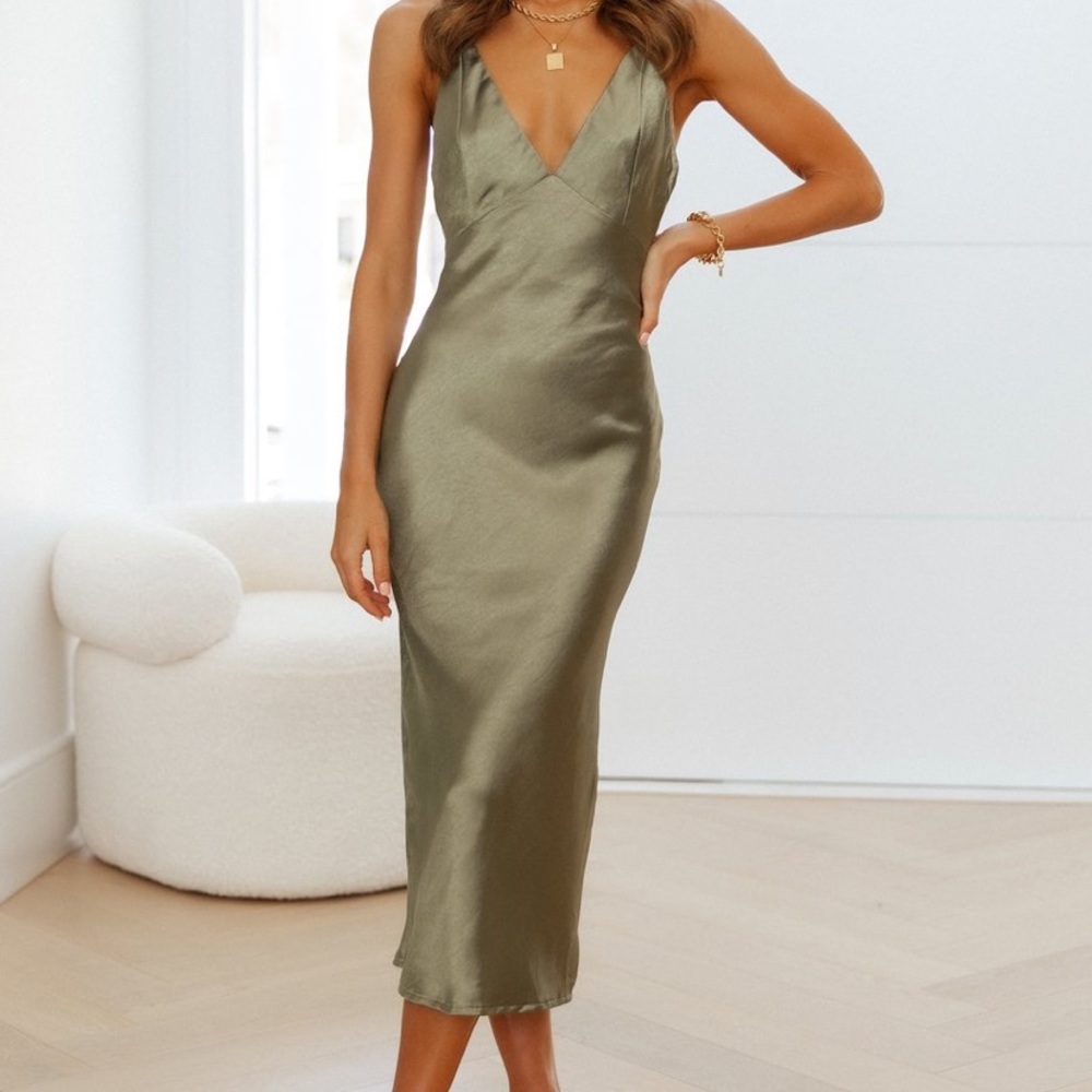 Hello Molly Satin Green Dress